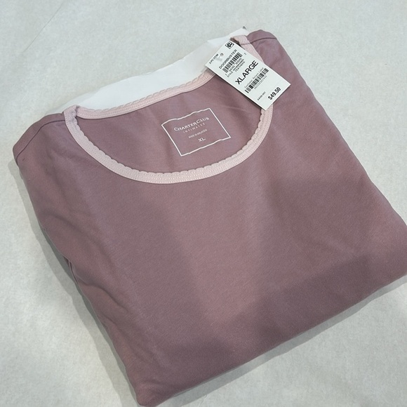 Charter club intimate two-piece pajama long sleeve shirt feather print bottom XL - Picture 1 of 7